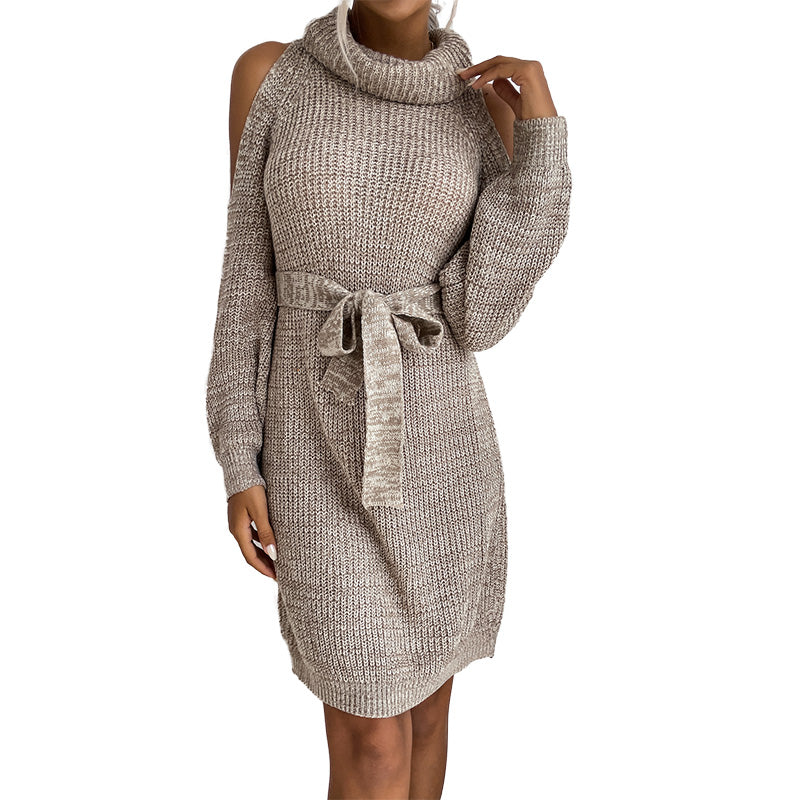 Turtleneck Sweater Dress Women Clothing Knitted