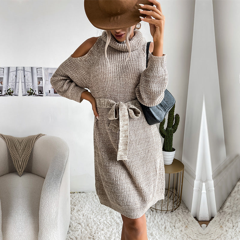 Turtleneck Sweater Dress Women Clothing Knitted