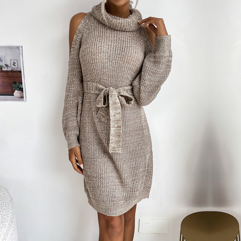 Turtleneck Sweater Dress Women Clothing Knitted